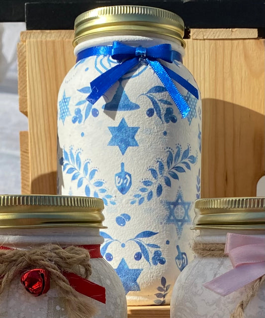 Chanukah Mason Jar Tissue Holder