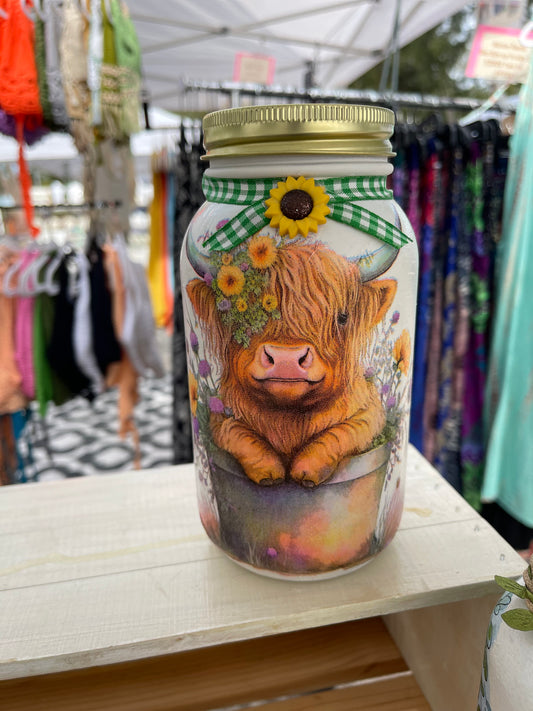 Hyland Cow Inspired Mason Jar Tissue Holder