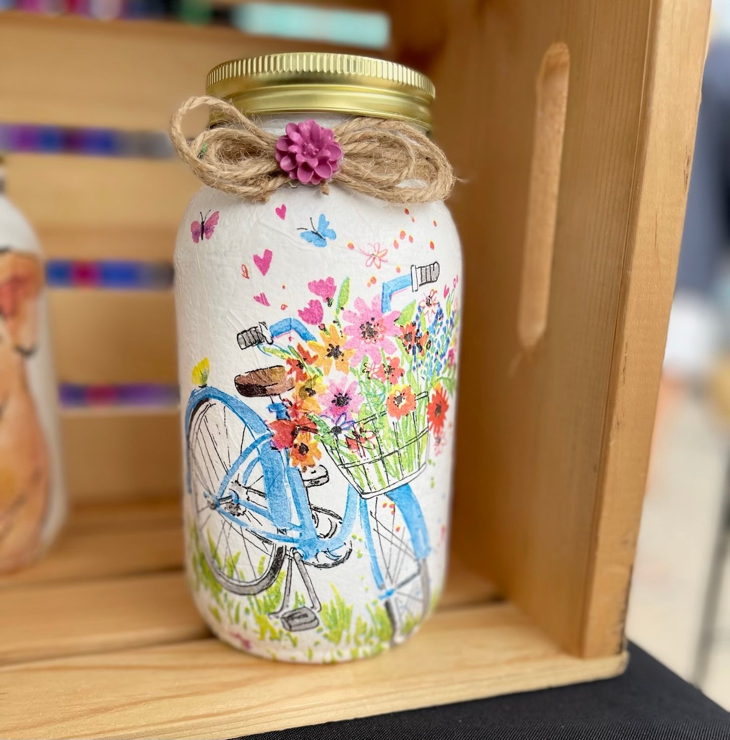 Bike Around Mason Jar Tissue Holder