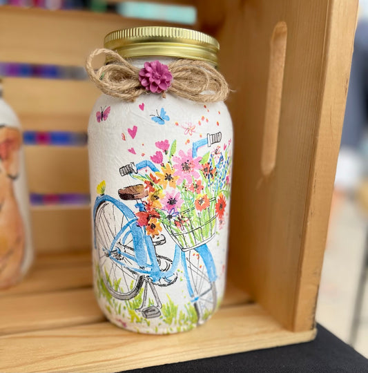 Bike Around Mason Jar Tissue Holder