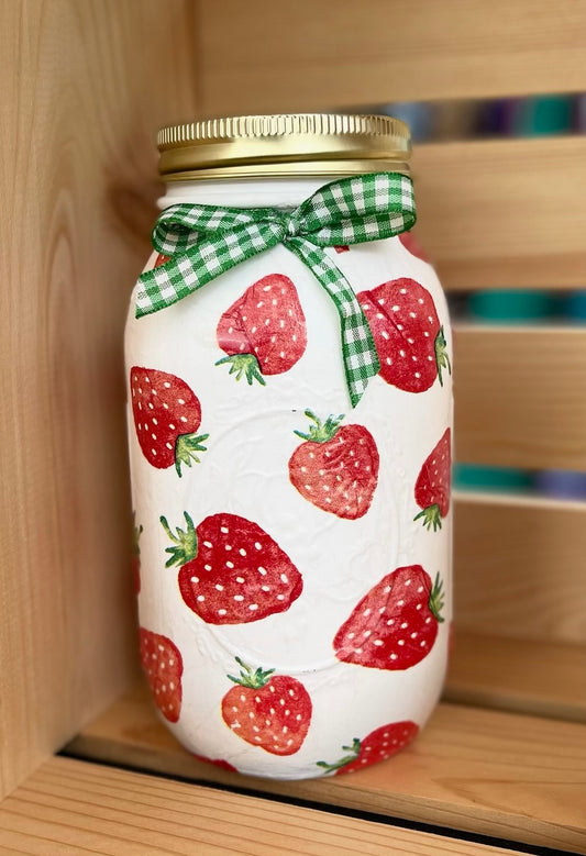 Strawberry Mason Jar Tissue Holder