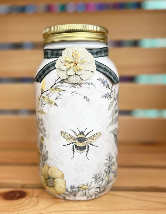 Queen Bee Mason Jar Tissue Holder