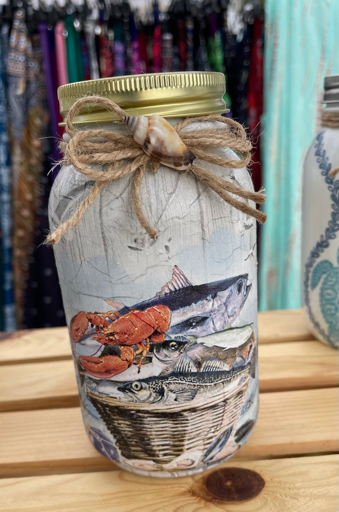 Lobster Catch Mason Jar Tissue Holder