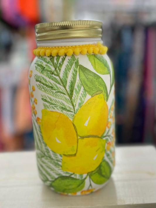 Sweet Taste of Lemons Mason Jar Tissue Holder