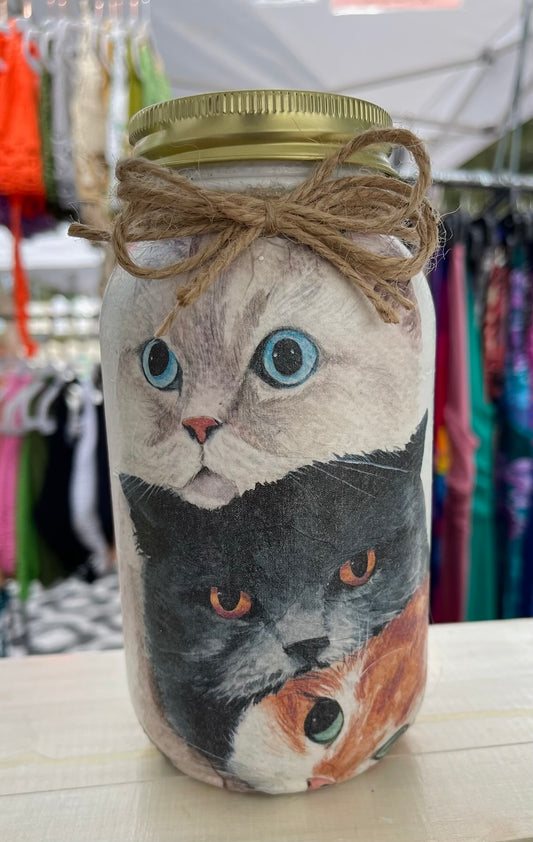 Cats, Cats, Cats Mason Jar Tissue Holder