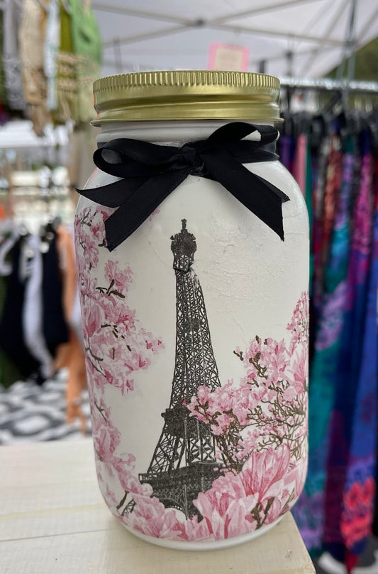 Paris Inspired Mason Jar Tissue Holder