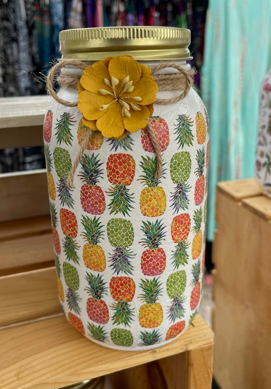 Pineapple Inspired Mason Jar Tissue Holder
