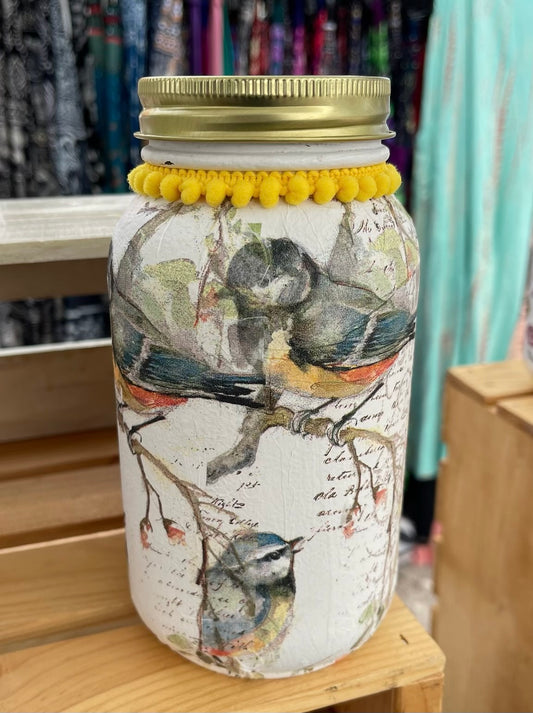 Blue Jay Inspired Mason Jar Tissue Holder