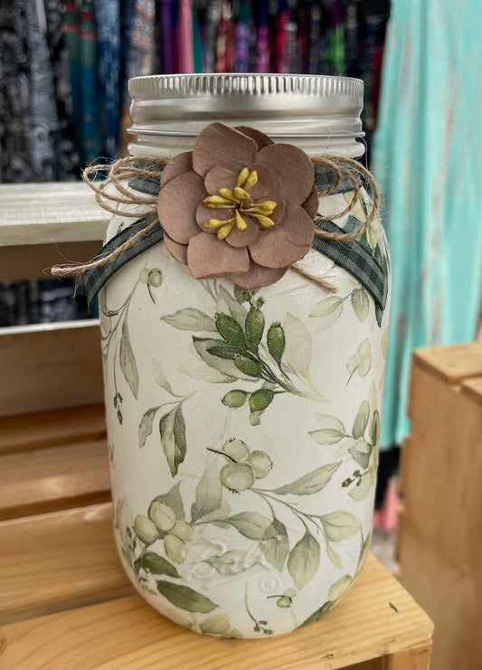 Vines Inspired Mason Jar Tissue Holder