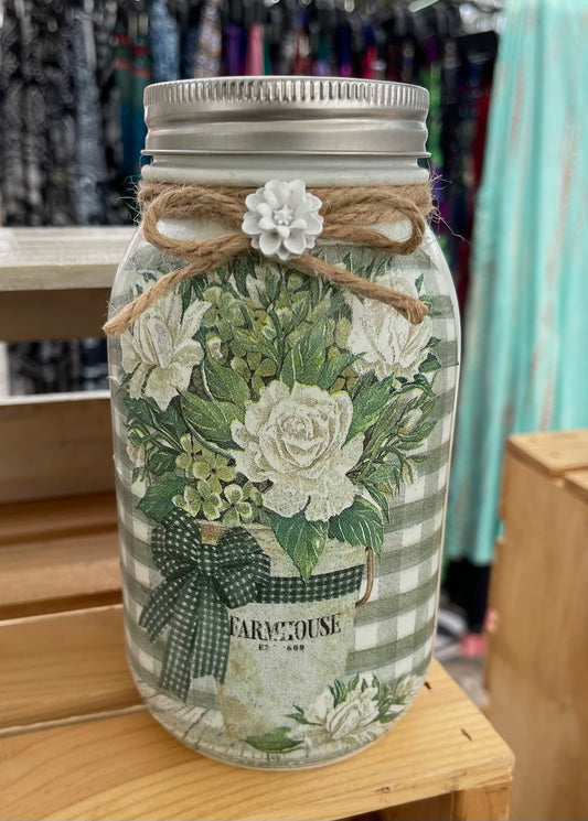 Farmhouse Inspired Mason Jar Tissue Holder