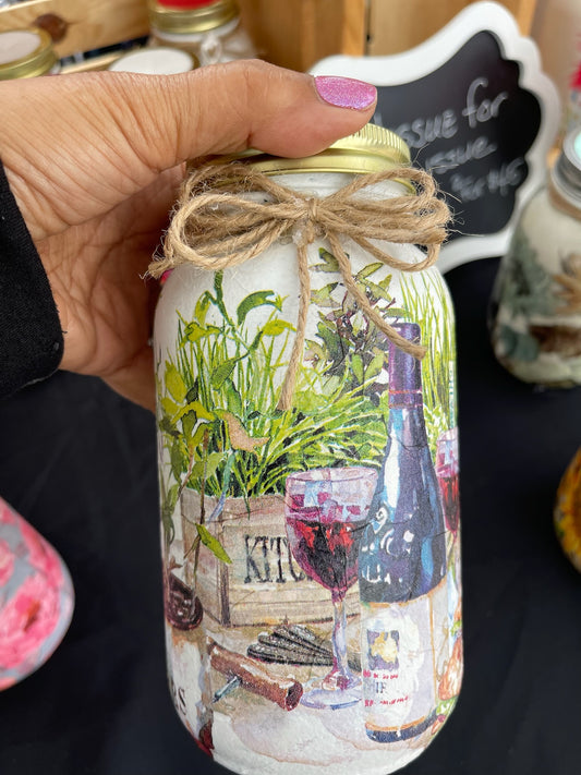 Cheers Vineyard Inspired Mason Jar Tissue Holder