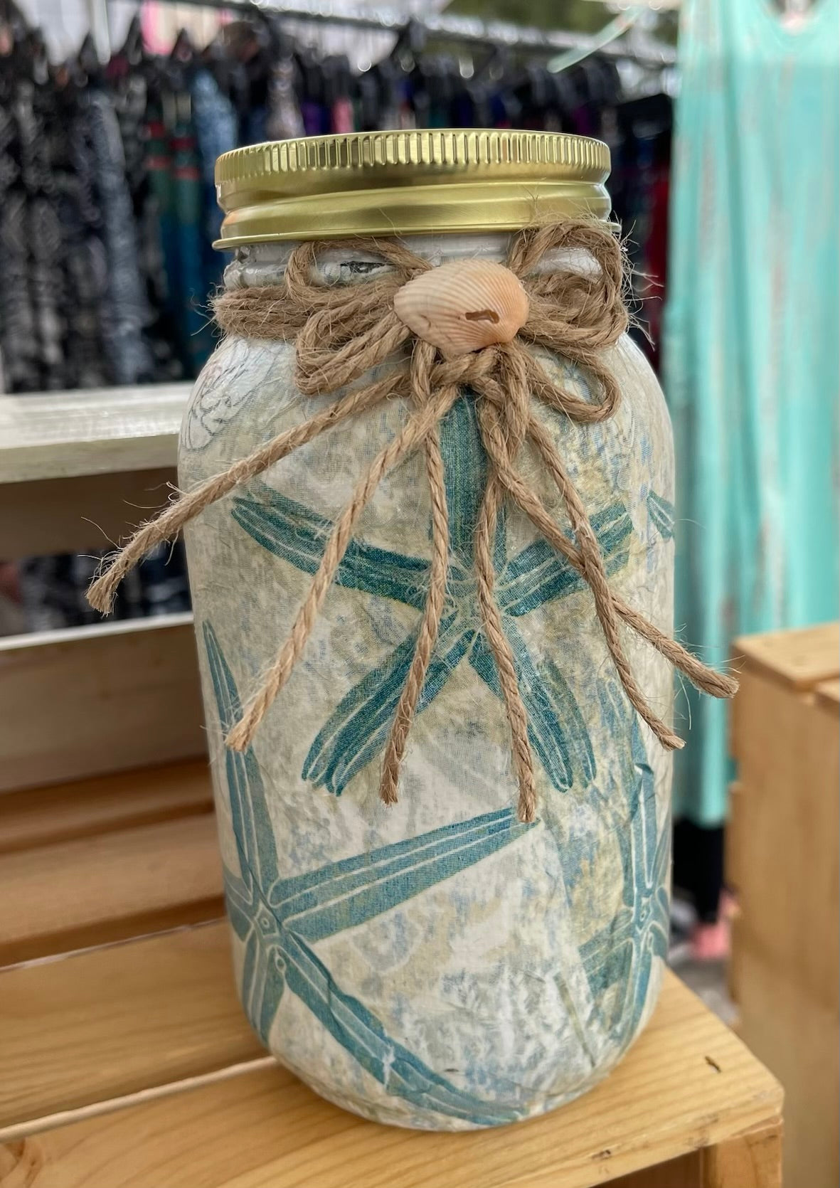 Star Fish Inspired Mason Jar Tissue Holder