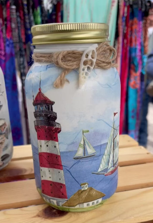 Lighthouse Mason Jar Tissue Holder