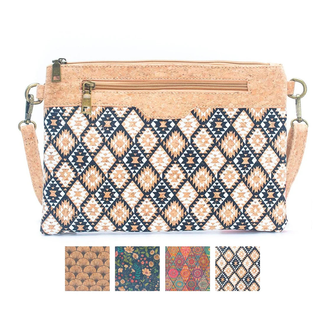 Printed Cork Crossbody Clutch