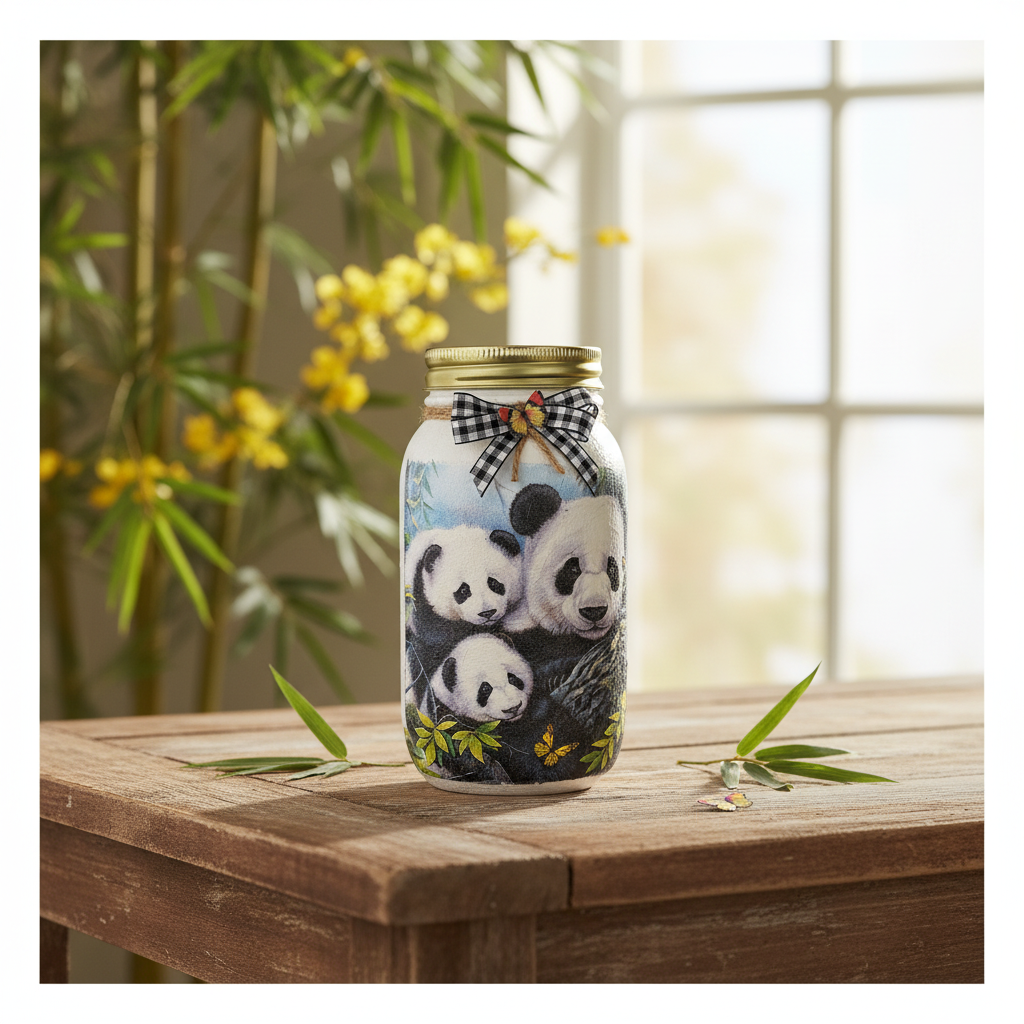 Panda Inspired Mason Jar Tissue Holder