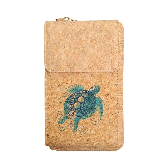 Sea Turtle Cork Crossbody Phone Wallet