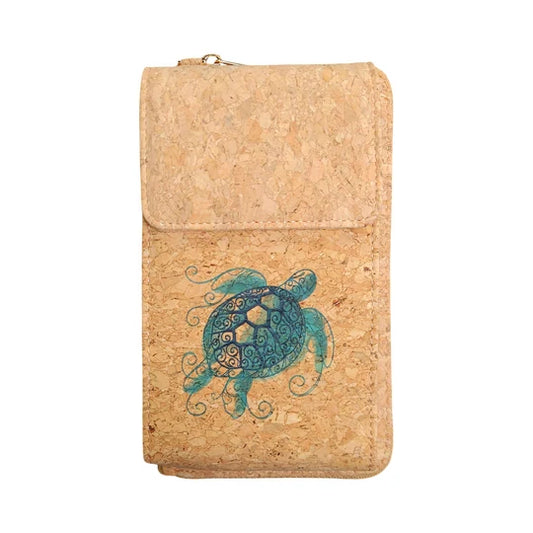 Sea Turtle Cork Crossbody Phone Wallet