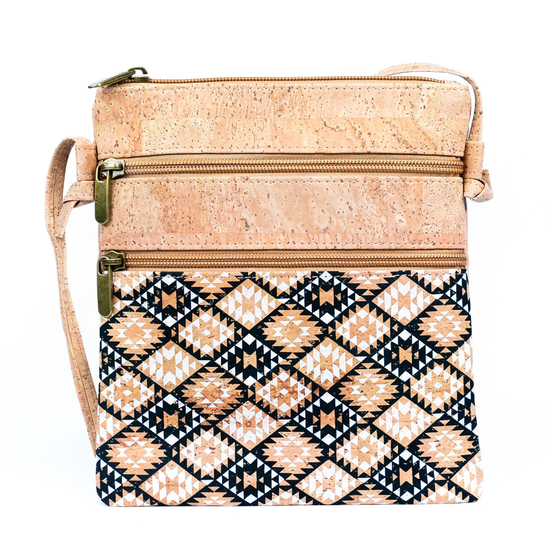 Cork Double-Zip Crossbody Bag
