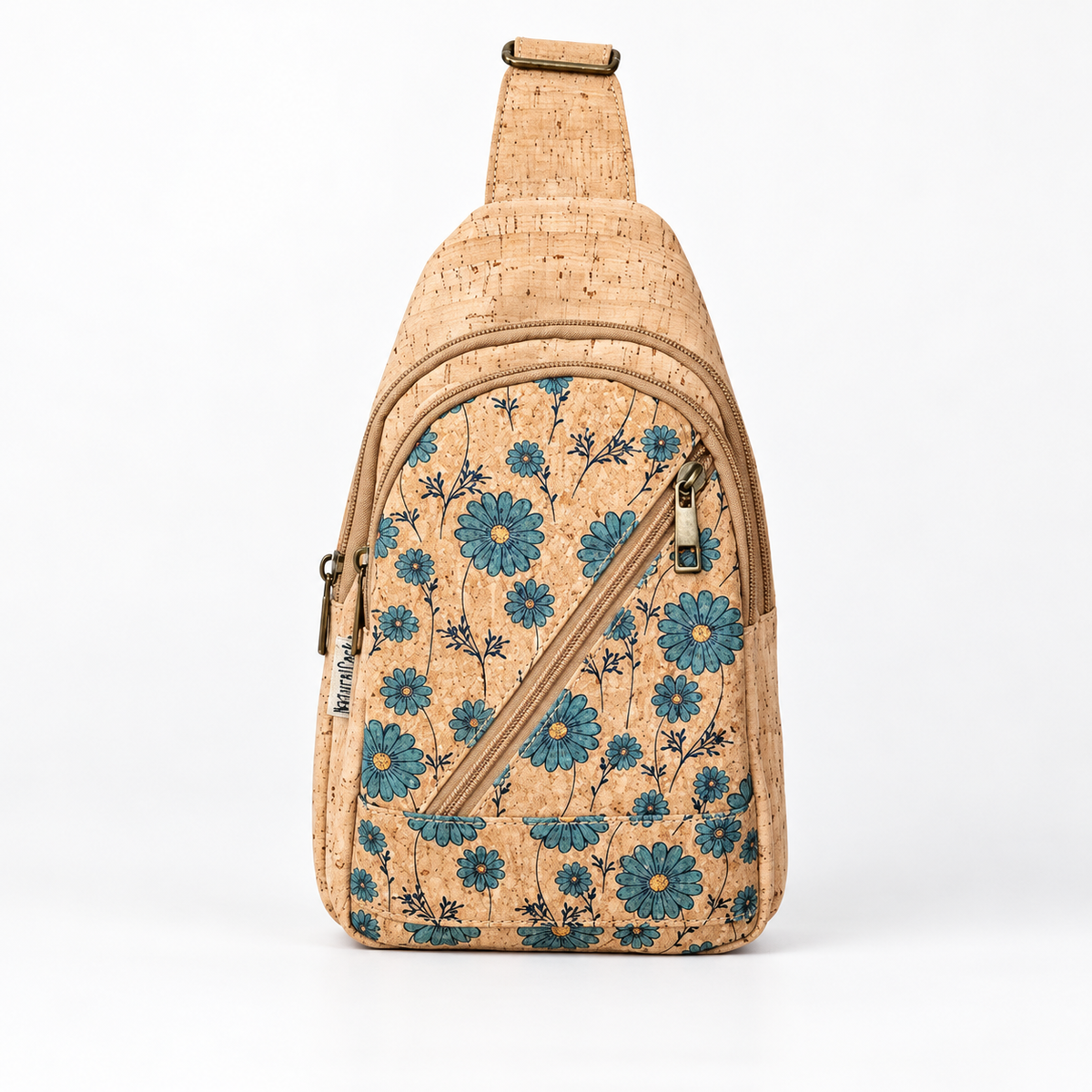 Blue Daisy Cork Chest Sling Bag