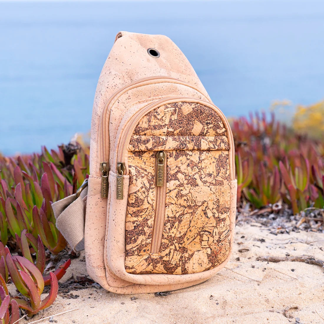 Coffee-Infused Cork Unisex Sling Bag