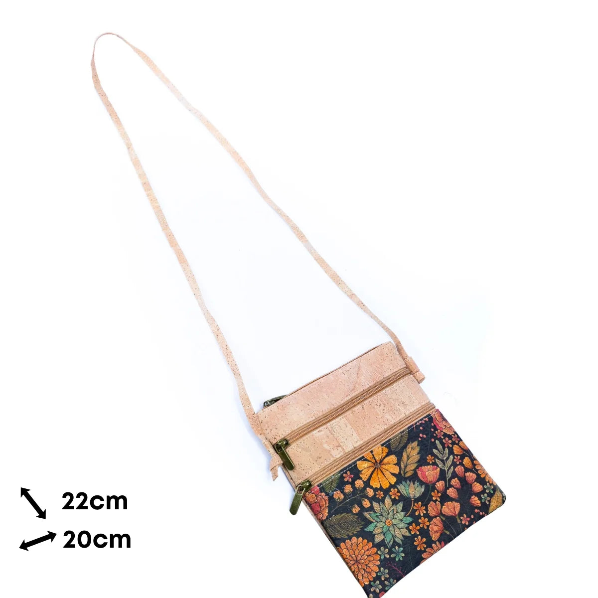 Cork Double-Zip Crossbody Bag